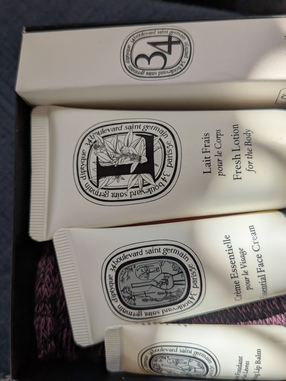 Diptyque White and Black Fresh Lotion & Face Cream Set Travel set NIB